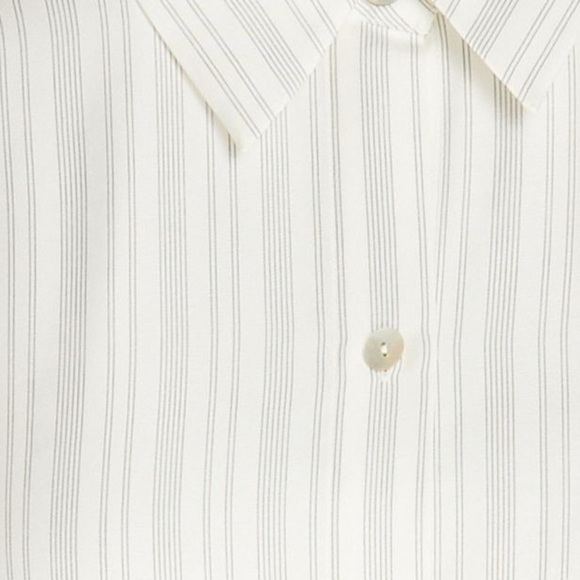 Vince Striped Silk Blend Twill Shirt Cream Black Excellent Size XS - Picture 3 of 12